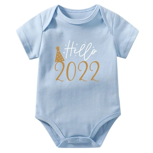 Hello 2022 Newborn Baby Bodysuit Romper - Black - Infants planet