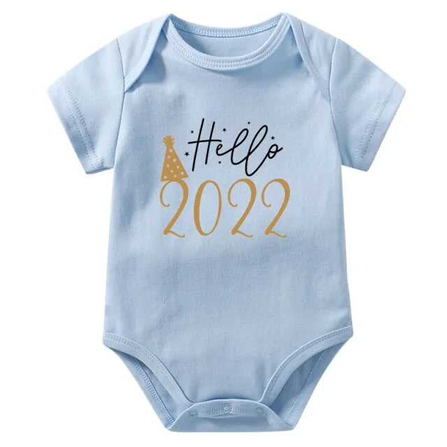 Hello 2022 Newborn Baby Bodysuit Romper - Black - Infants planet