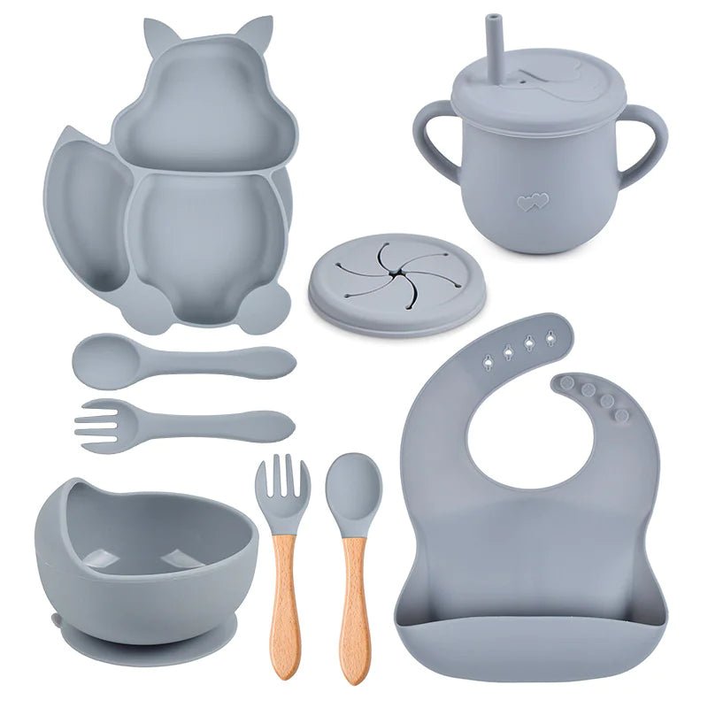 Baby Silicone Feeding Set - Grey - Infants planet