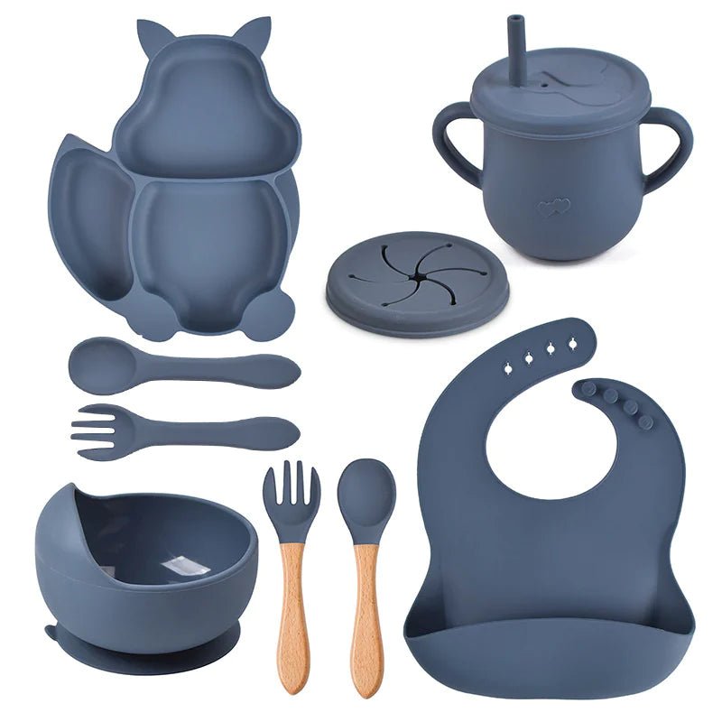 Baby Silicone Feeding Set - Dark Blue - Infants planet