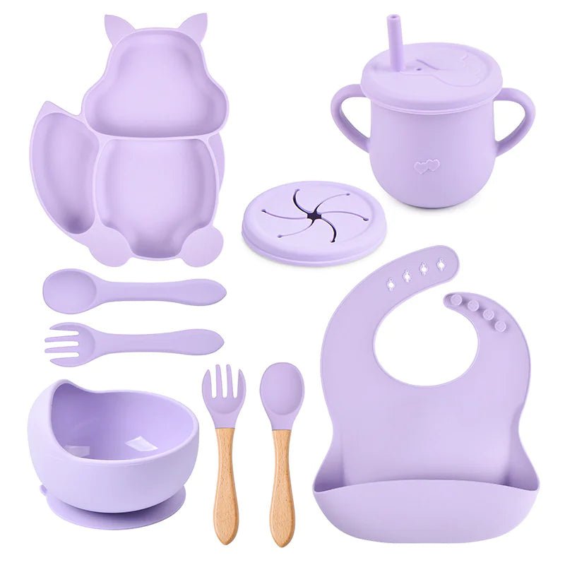 Baby Silicone Feeding Set - Purple - Infants planet