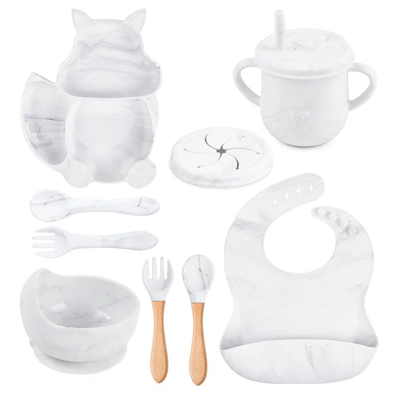 Baby Silicone Feeding Set - White - Infants planet