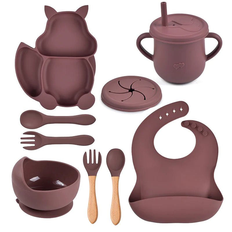 Baby Silicone Feeding Set - Brown - Infants planet