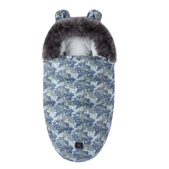 Baby Sleeping Bag with Fur Collar - Camouflage Blue - Infants planet