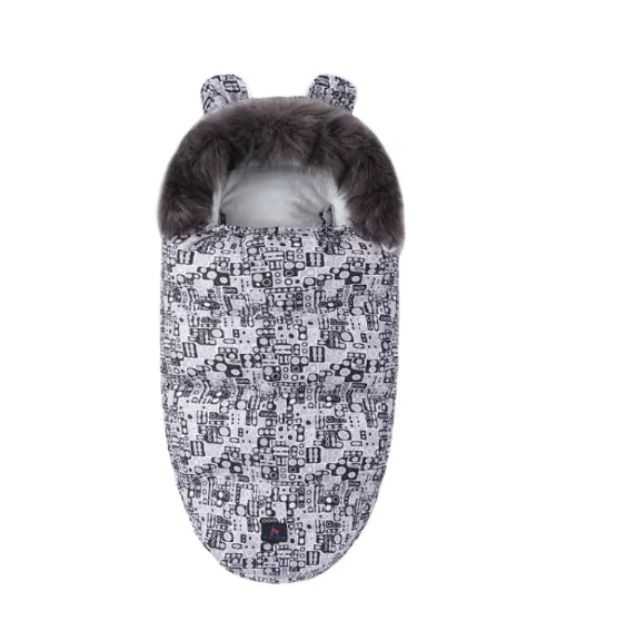 Baby Sleeping Bag with Fur Collar - Bubble Gray - Infants planet