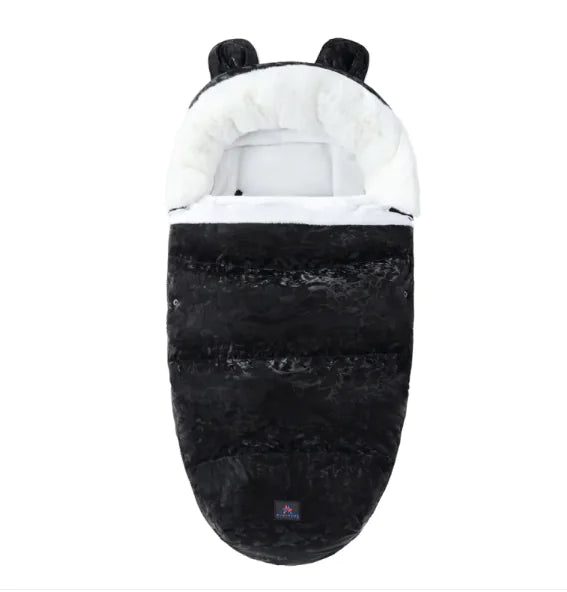Baby Sleeping Bag with Fur Collar - Black - Infants planet