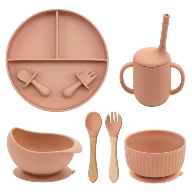 Baby Weaning Plate Bowl Set - Muted Clay - Infants planet
