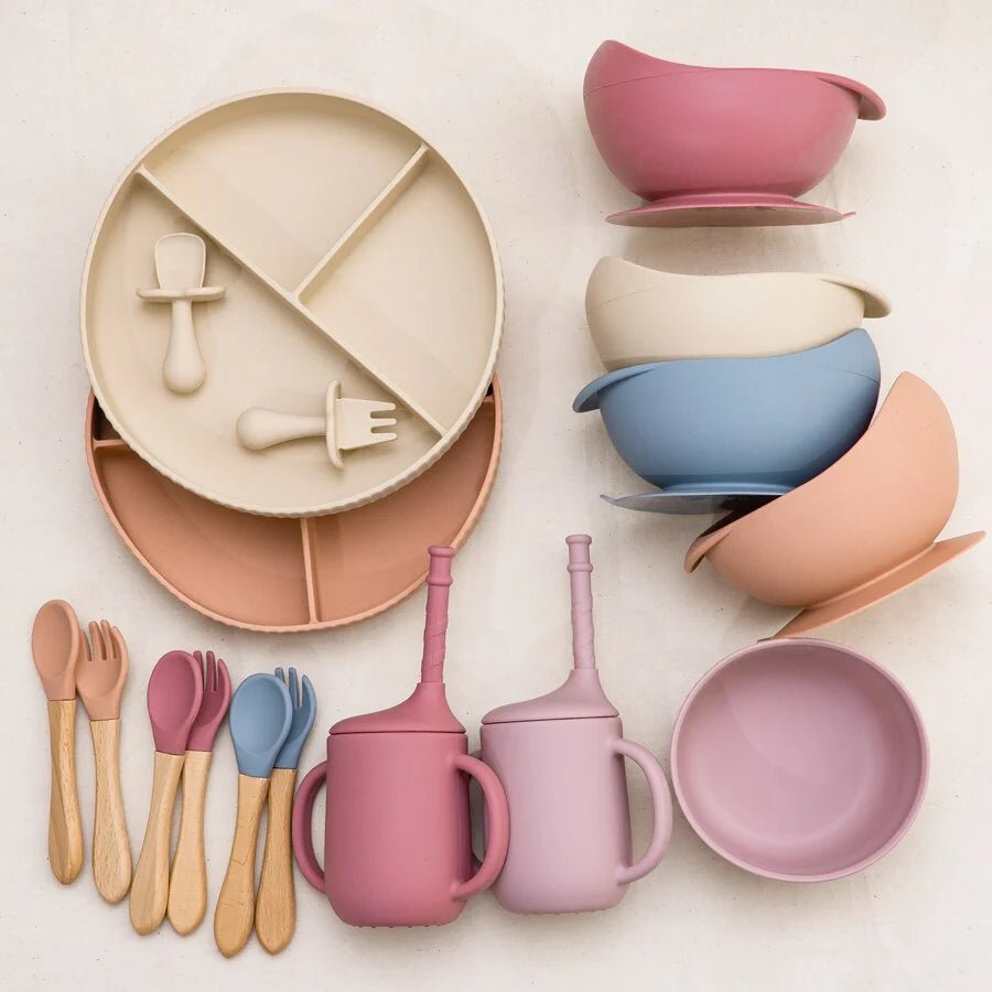 Baby Weaning Plate Bowl Set - Pale Mauve 2 - Infants planet