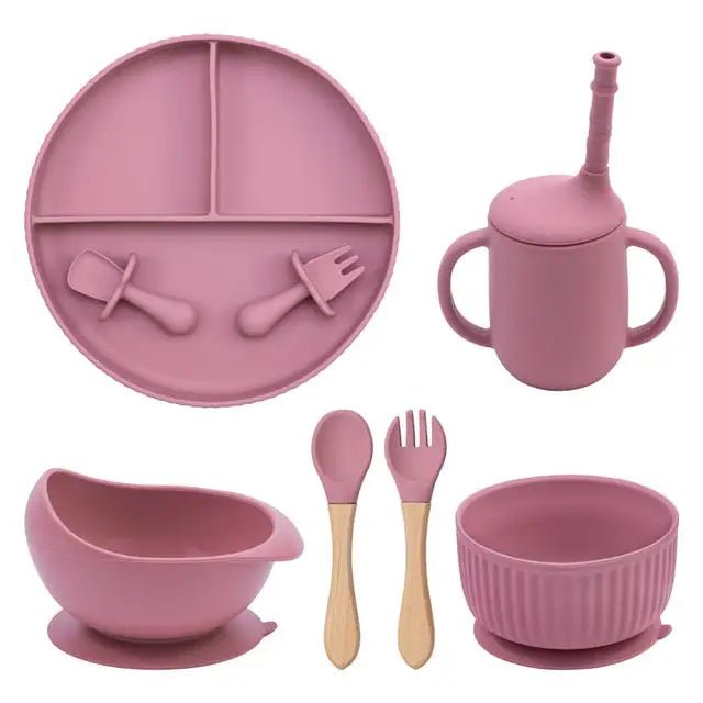 Baby Weaning Plate Bowl Set - Dusty Rose - Infants planet