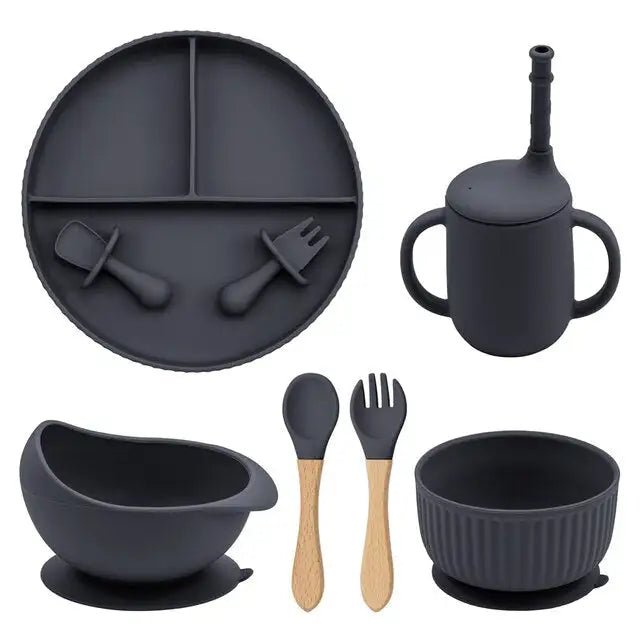 Baby Weaning Plate Bowl Set - Steel Gray - Infants planet