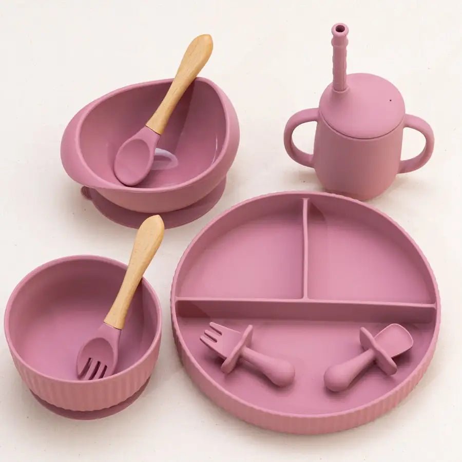 Baby Weaning Plate Bowl Set - Pale Mauve 2 - Infants planet