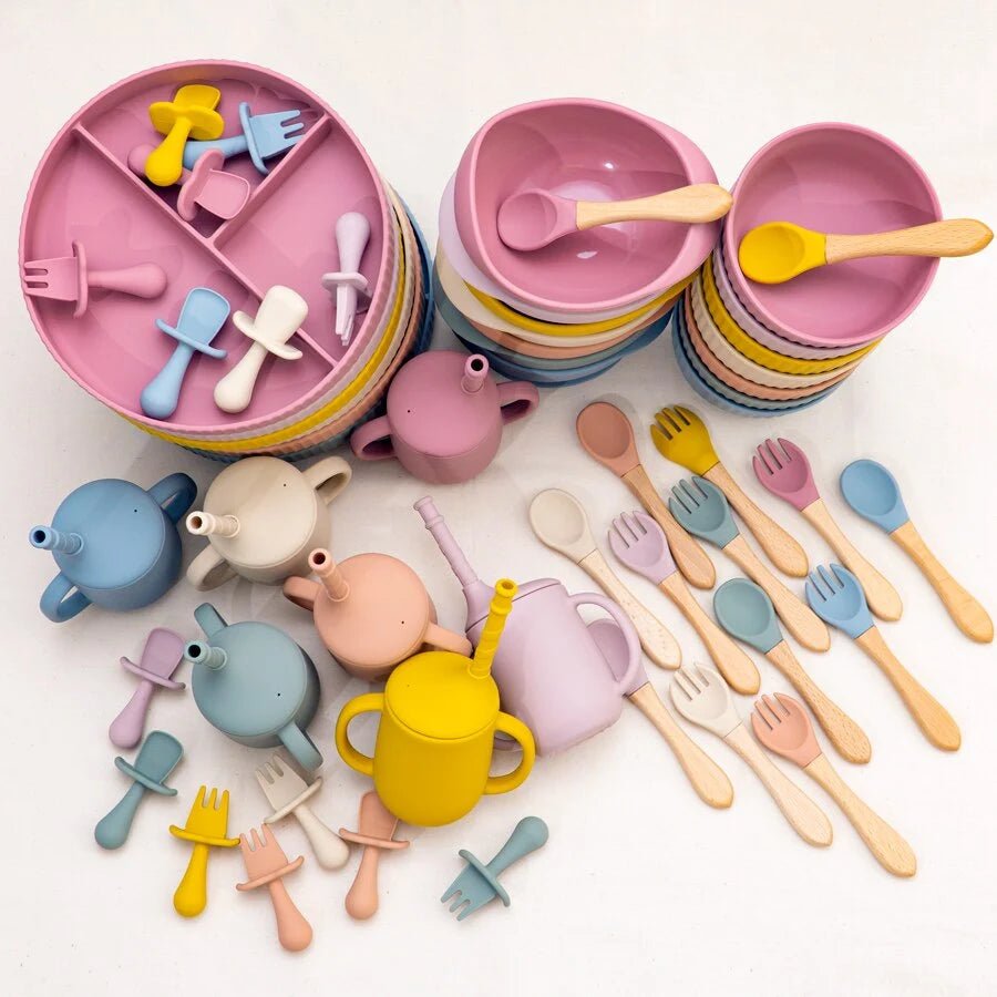 Baby Weaning Plate Bowl Set - Pale Mauve 2 - Infants planet