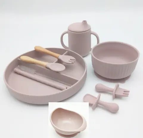 Baby Weaning Plate Bowl Set - Pale Mauve 2 - Infants planet
