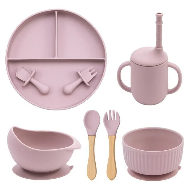 Baby Weaning Plate Bowl Set - Pale Mauve 2 - Infants planet