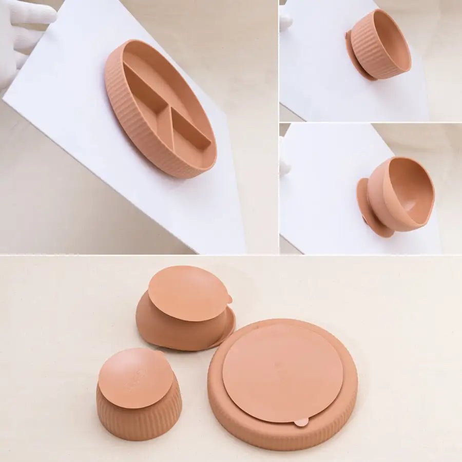 Baby Weaning Plate Bowl Set - Pale Mauve 2 - Infants planet