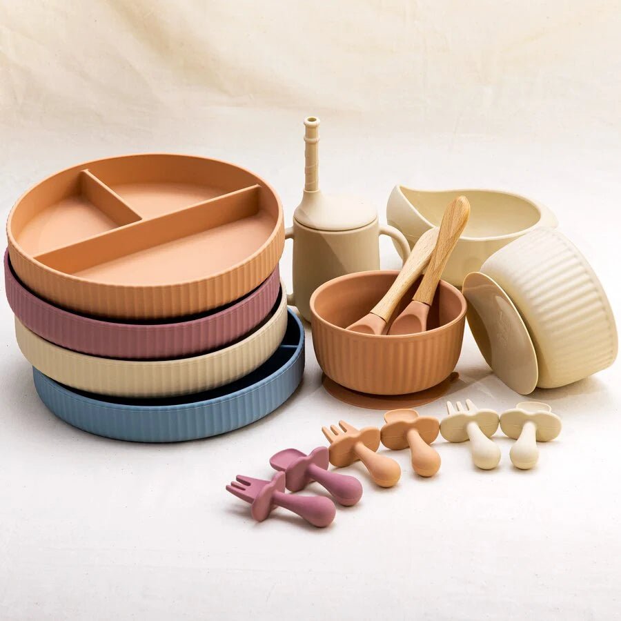 Baby Weaning Plate Bowl Set - Pale Mauve 2 - Infants planet