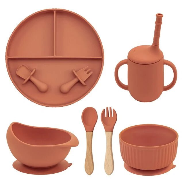 Baby Weaning Plate Bowl Set - Raw Sienna - Infants planet