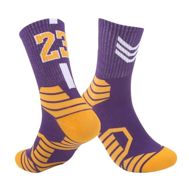 Breathable Non - Slip Professional Basketball Socks for Men, Women, and Kids - Ideal for Sports, Cycling, Climbing, and Running - Yellow/Violet 2 - Infants planet