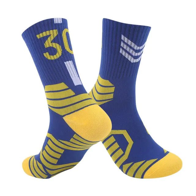 Breathable Non - Slip Professional Basketball Socks for Men, Women, and Kids - Ideal for Sports, Cycling, Climbing, and Running - Blue/Yellow - Infants planet