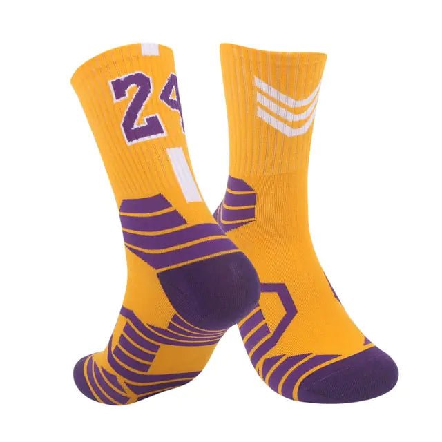 Breathable Non - Slip Professional Basketball Socks for Men, Women, and Kids - Ideal for Sports, Cycling, Climbing, and Running - Yellow/Violet 3 - Infants planet