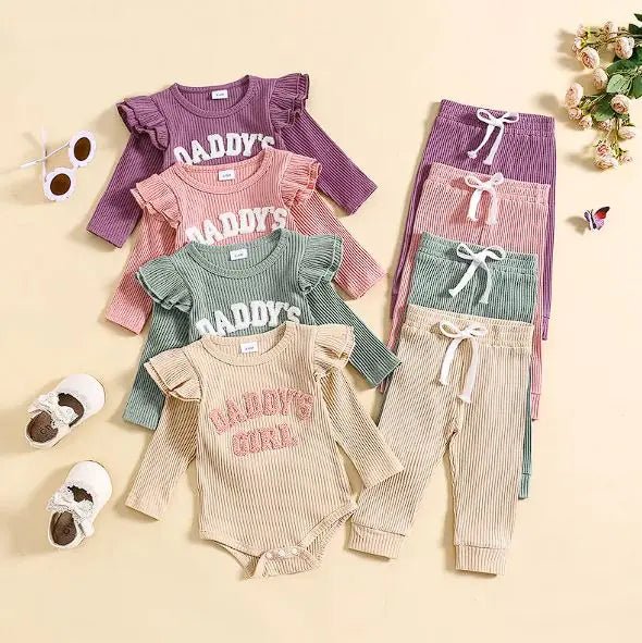 Candy Color Striped Embroidered Suit - Cyan - Infants planet