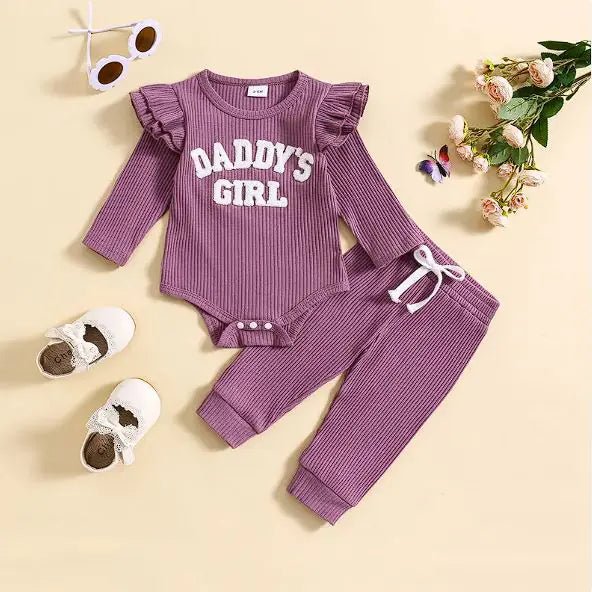Candy Color Striped Embroidered Suit - Purple - Infants planet