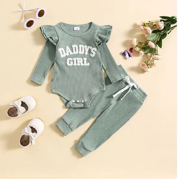 Candy Color Striped Embroidered Suit - Cyan - Infants planet