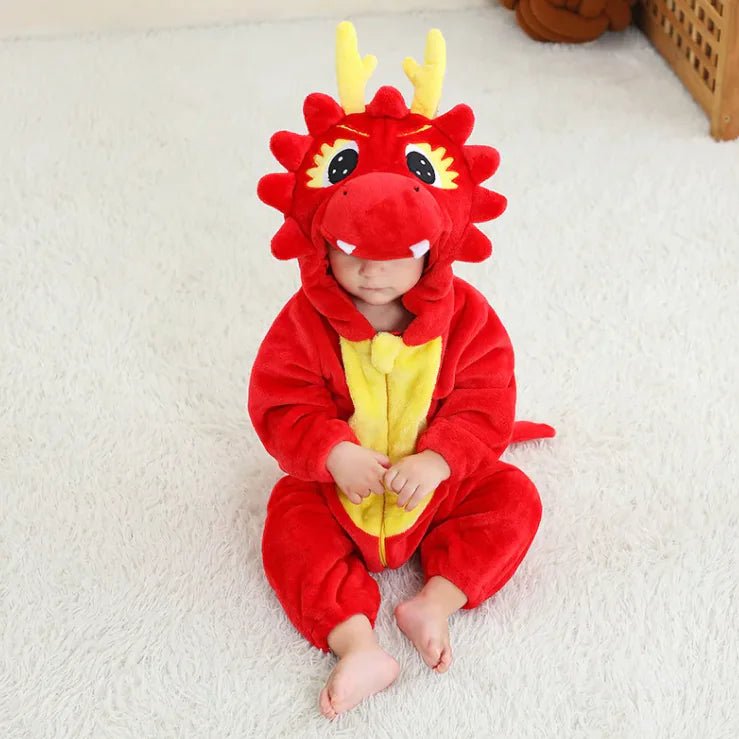 Cartoon One - piece Pajama - Romper Red Dragon - Infants planet