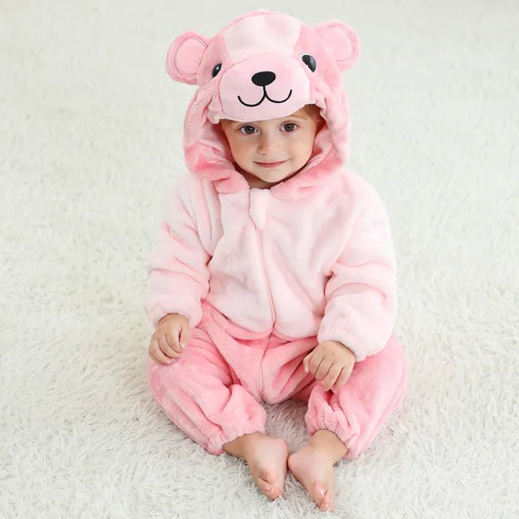 Cartoon One - piece Pajama - Romper Pink Bear - Infants planet