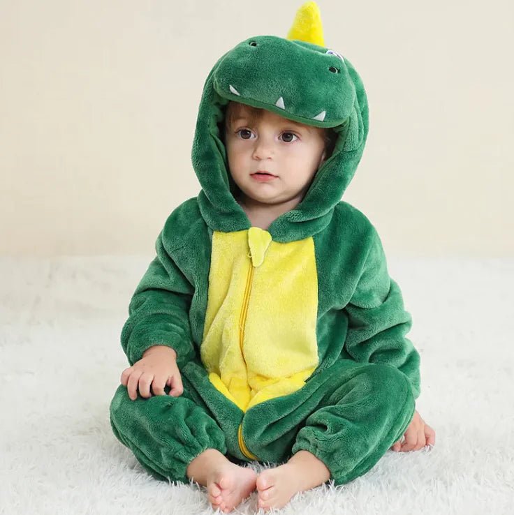 Cartoon One - piece Pajama - Romper Green Monoclonius - Infants planet
