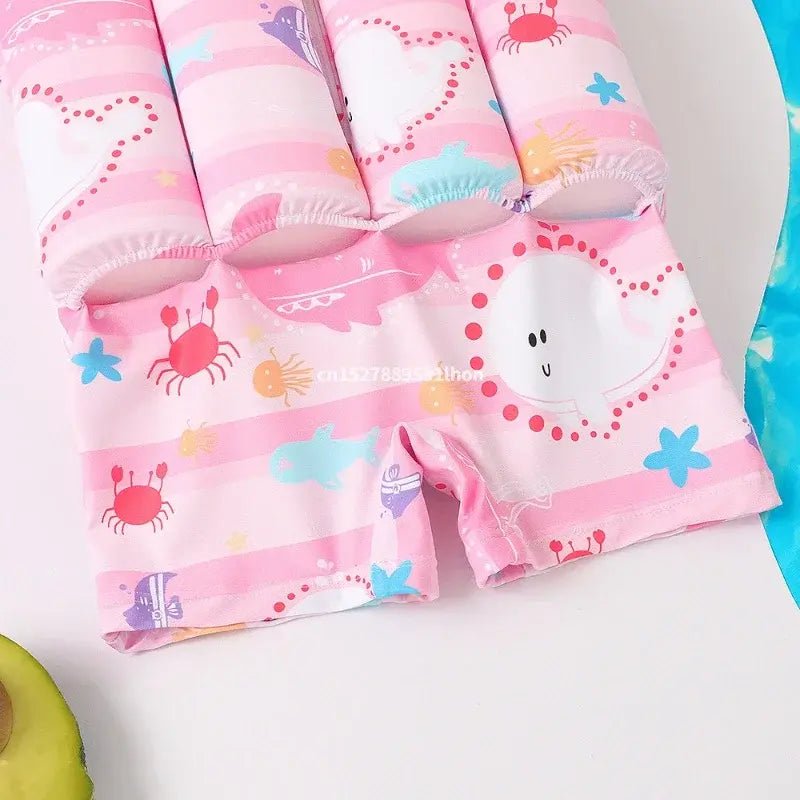Cartoon Print One - Piece Floating Rash Guard Bathing Suit - F22450BL - Infants planet