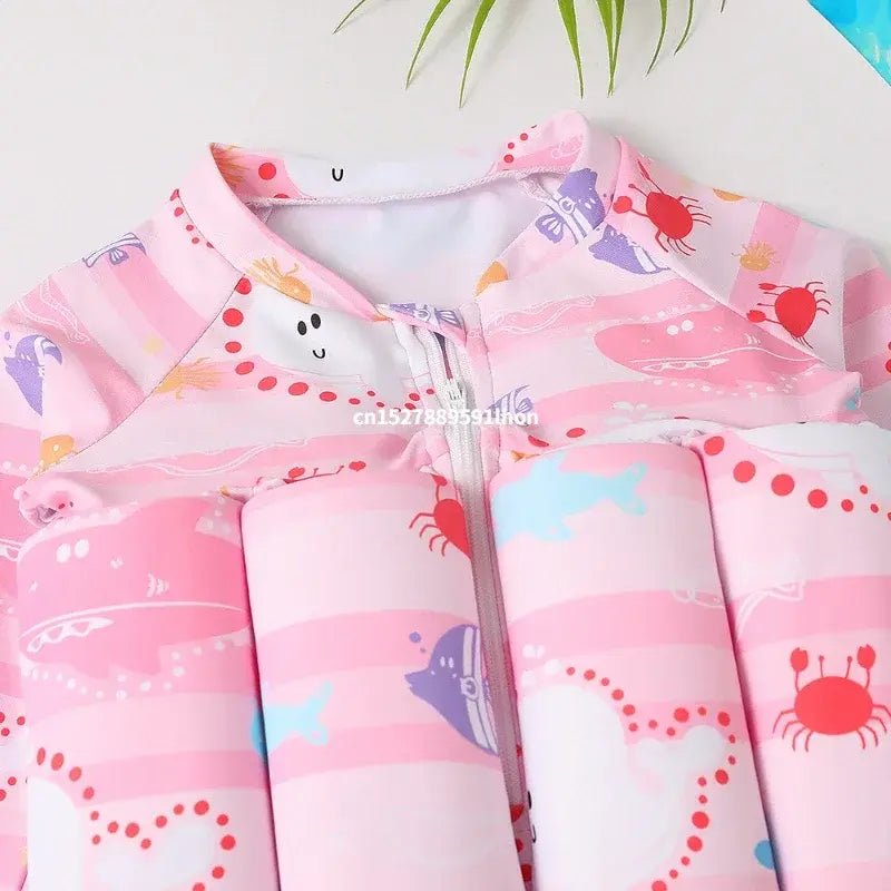 Cartoon Print One - Piece Floating Rash Guard Bathing Suit - F22450BL - Infants planet