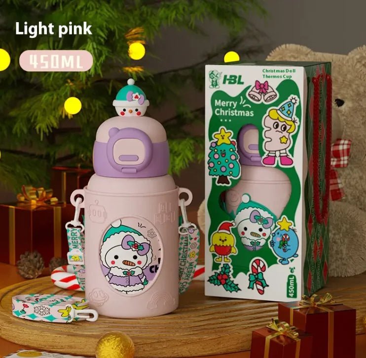 Cartoon Vacuum Cup - Christmas Pink Doll - Infants planet