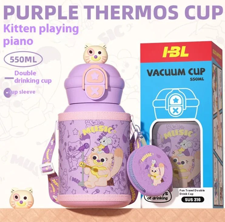 Cartoon Vacuum Cup - Playing Piano 550ml Gift Box - Infants planet
