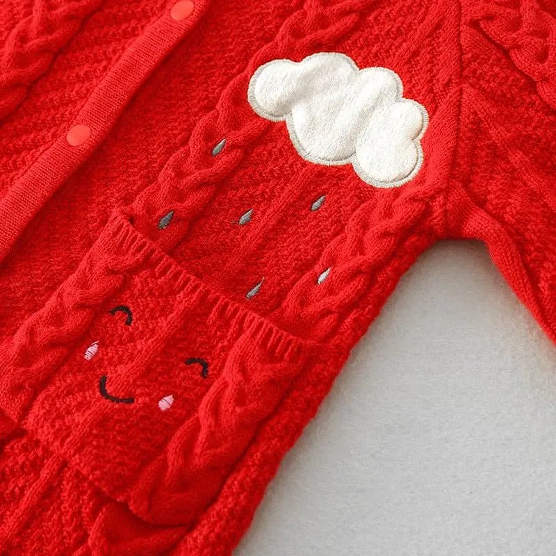 CharmBaby Knit Romper - Red - Infants planet