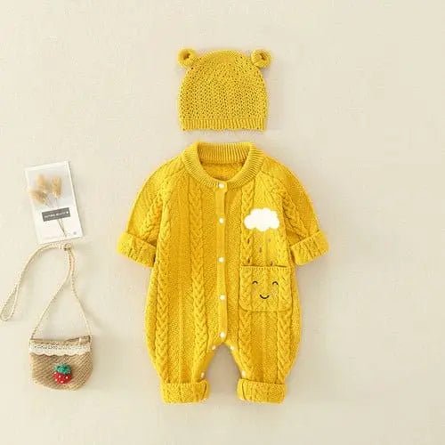 CharmBaby Knit Romper - Yellow - Infants planet