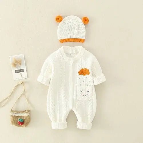 CharmBaby Knit Romper - White - Infants planet