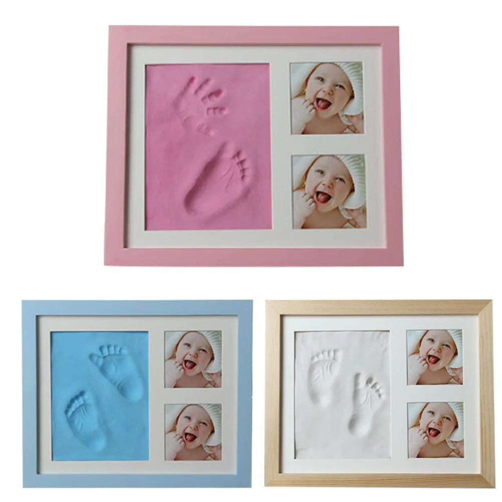 Cherished Moments: Baby Hand & Footprint Kit with Solid Wooden Frame - A Timeless Growth Memory Gift! - Blue - Infants planet