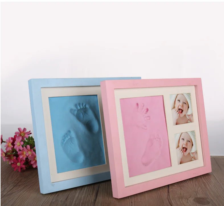 Cherished Moments: Baby Hand & Footprint Kit with Solid Wooden Frame - A Timeless Growth Memory Gift! - Blue - Infants planet