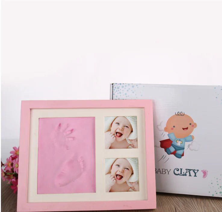 Cherished Moments: Baby Hand & Footprint Kit with Solid Wooden Frame - A Timeless Growth Memory Gift! - Pink - Infants planet