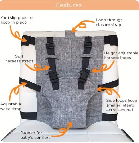 Child Chair Safety Belt – Adjustable Feeding Guard - Grey - Infants planet