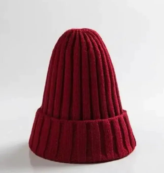 Children's Baby's Knit Hat Pullover Keep Warm Knitted Woolen Cap - Purplish Red - Infants planet