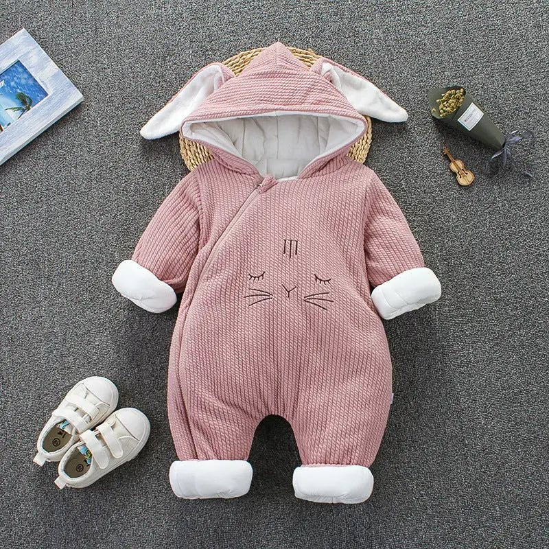 Cute Baby Bodysuit Warm Cotton Romper - Pink - Infants planet