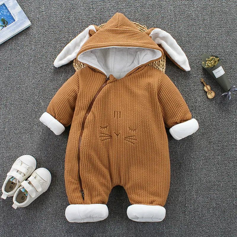 Cute Baby Bodysuit Warm Cotton Romper - Pink - Infants planet