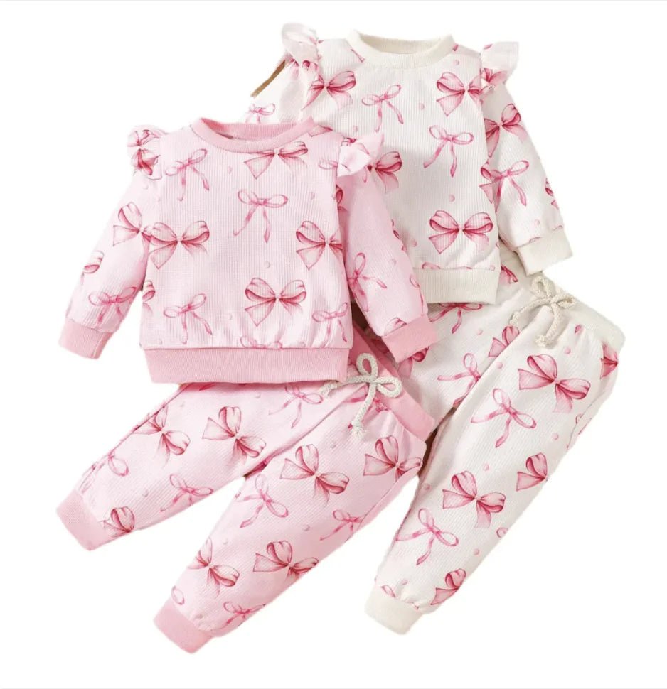 Cute Butterfly Print Baby Sweater and Pants Set - Pink - Infants planet