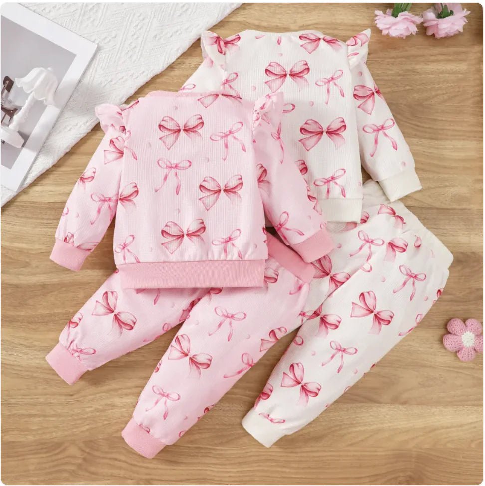 Cute Butterfly Print Baby Sweater and Pants Set - Pink - Infants planet