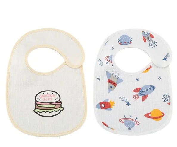 Danish Waterproof Bib Set (2 Pieces) - Rocket Burger 2 Pack - Infants planet