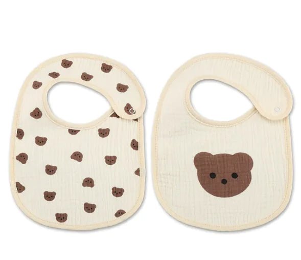 Danish Waterproof Bib Set (2 Pieces) - Big Face Bear Head 2 Pack - Infants planet