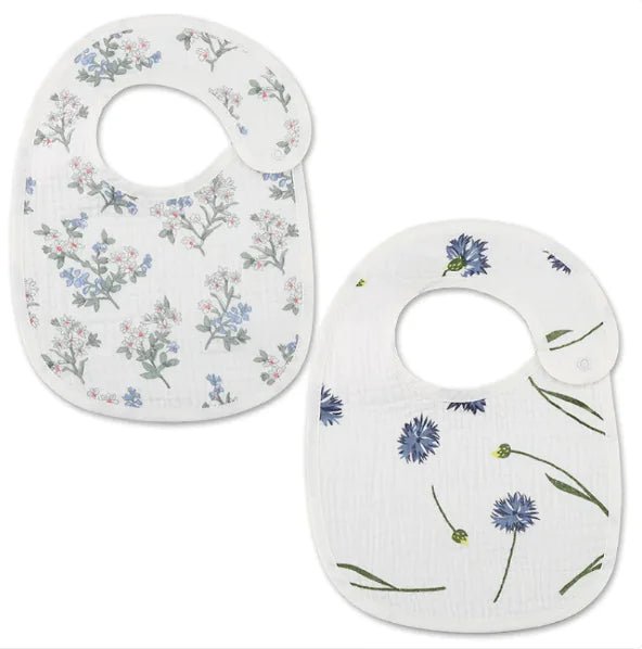Danish Waterproof Bib Set (2 Pieces) - Blue Flower 2 Pack - Infants planet