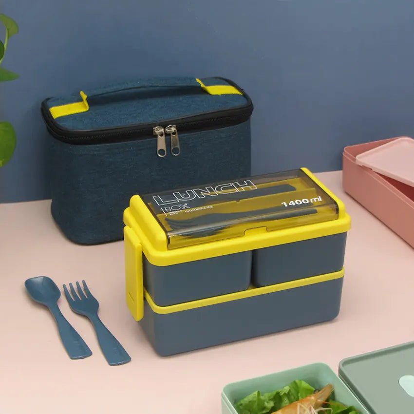 Double Layer Kids Lunch Box - Blue - Infants planet